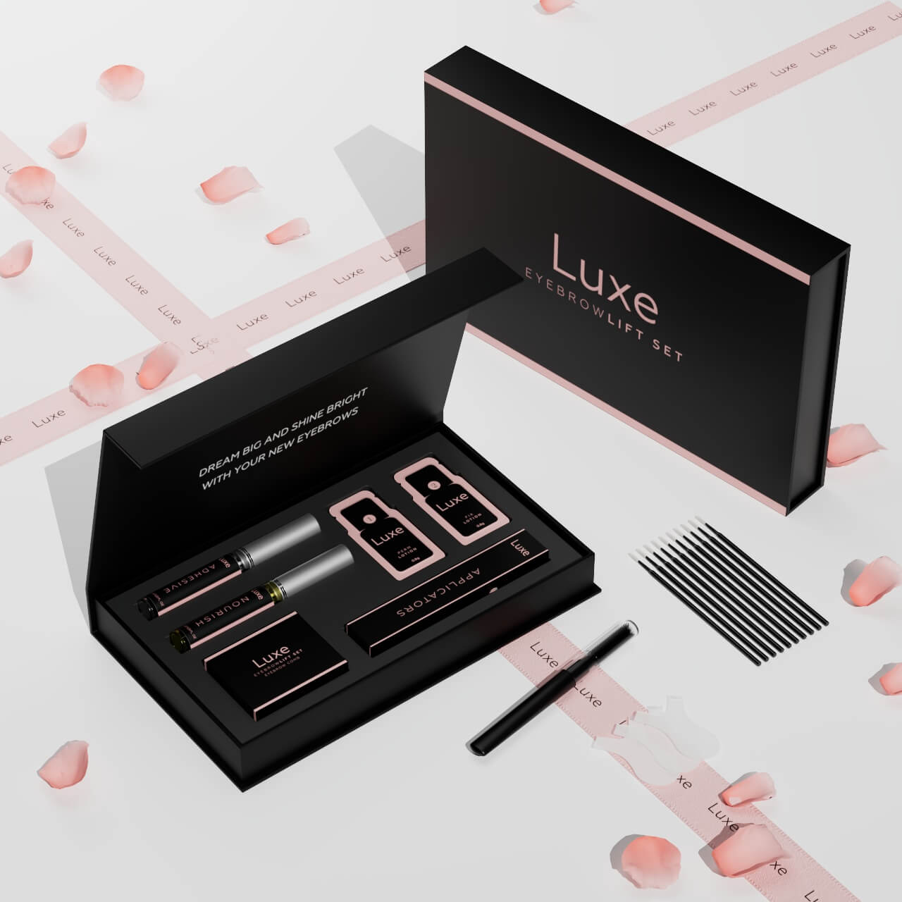 Luxe Wenkbrauwlifting Set, Luxe Cosmetics, Luxe, Luxe Eyebrowlift Set, Luxe Wenkbrauwlifting Kit, Luxe Eyebrowlift Kit, Luxe Wenkbrauwlifting Set doe het zelf, Luxe Cosmetica, wenkbrauw lamineren